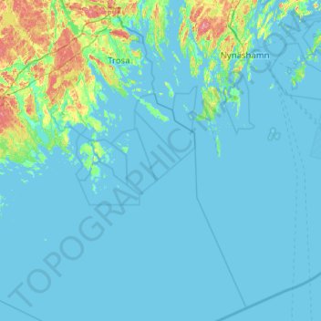 Mapa topográfico Trosa kommun, altitude, relevo