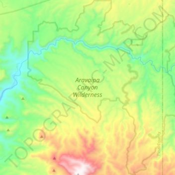 Mapa topográfico Aravaipa Canyon Wilderness Area, altitude, relevo