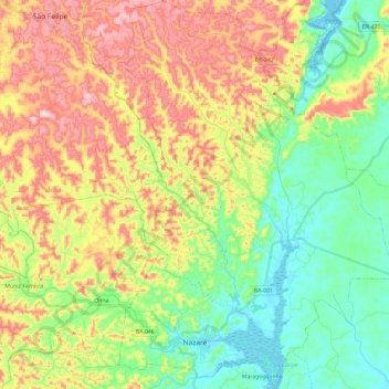 Mapa topográfico Nazaré, altitude, relevo