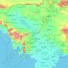 Mapa topográfico Camboja, altitude, relevo