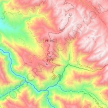 Mapa topográfico Huancaspata, altitude, relevo