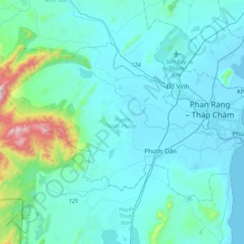 Mapa topográfico Ninh Phước District, altitude, relevo