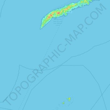 Mapa topográfico Roatán, altitude, relevo