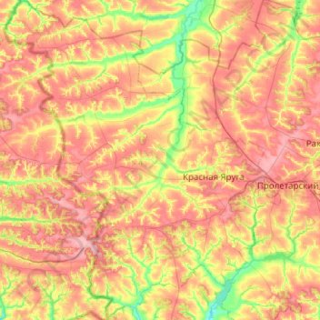 Mapa topográfico Краснояружский район, altitude, relevo