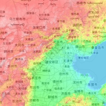 Mapa topográfico Hebei, altitude, relevo