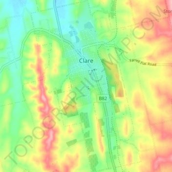 Mapa topográfico Clare, altitude, relevo