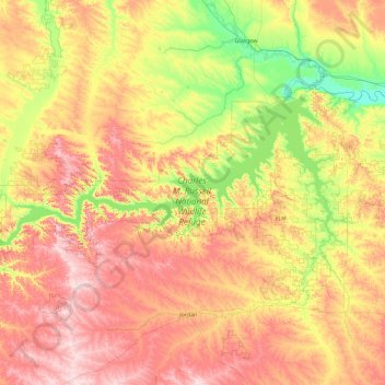 Mapa topográfico Fort Peck Lake, altitude, relevo