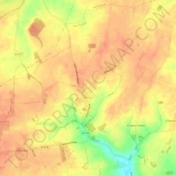 Mapa topográfico Otley, altitude, relevo