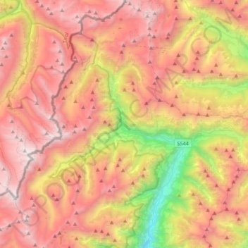 Mapa topográfico Moso in Passiria, altitude, relevo