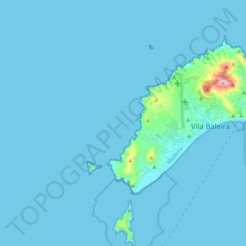 Mapa topográfico Zona Especial de Conservação dos Ilhéus do Porto Santo, altitude, relevo