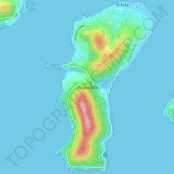 Mapa topográfico Büyükada, altitude, relevo