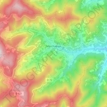 Mapa topográfico Marchampt, altitude, relevo