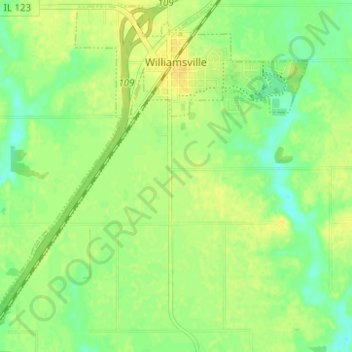Mapa topográfico Williamsville, altitude, relevo