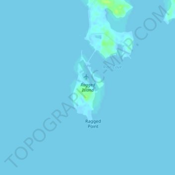 Mapa topográfico Ragged Island, altitude, relevo