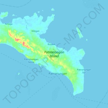 Mapa topográfico Patnanongan Island, altitude, relevo