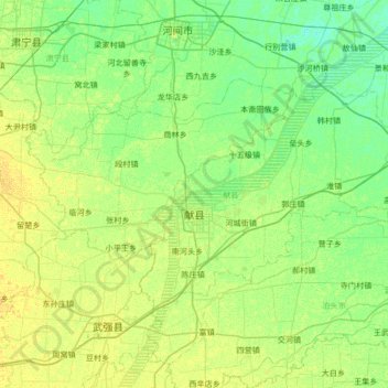 Mapa topográfico Xian, altitude, relevo