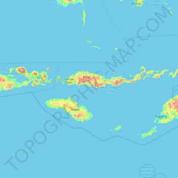 Mapa topográfico East Nusa Tenggara, altitude, relevo