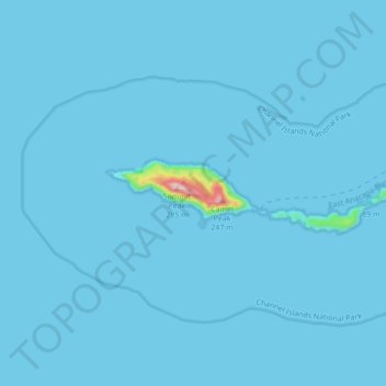 Mapa topográfico Anacapa Island, altitude, relevo