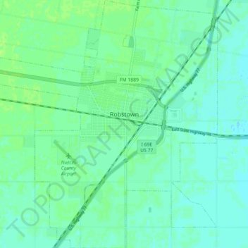 Mapa topográfico Robstown, altitude, relevo