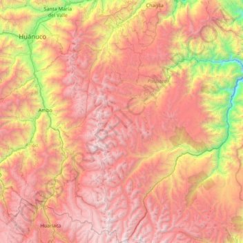 Mapa topográfico Panao, altitude, relevo