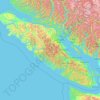 Mapa topográfico Vancouver Island, altitude, relevo