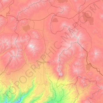 Mapa topográfico Candarave, altitude, relevo