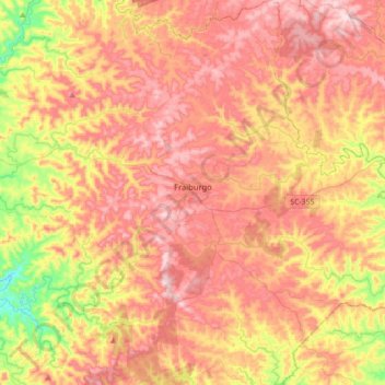 Mapa topográfico Fraiburgo, altitude, relevo
