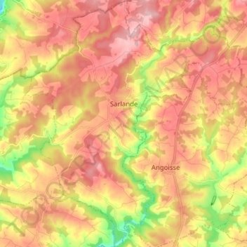 Mapa topográfico Sarlande, altitude, relevo