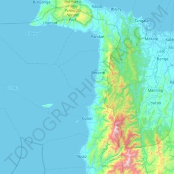 Mapa topográfico Culasi, altitude, relevo
