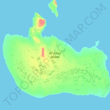Mapa topográfico Air force Island, altitude, relevo