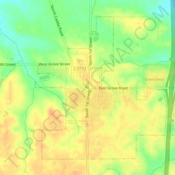 Mapa topográfico Long Grove, altitude, relevo