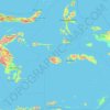 Mapa topográfico Islas Molucas, altitude, relevo