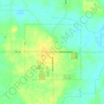 Mapa topográfico Dansville, altitude, relevo