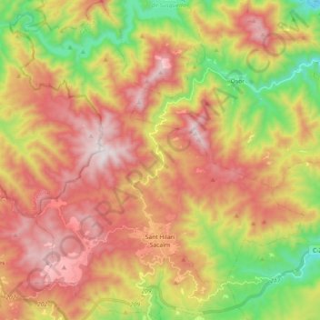 Mapa topográfico Sant Hilari Sacalm, altitude, relevo
