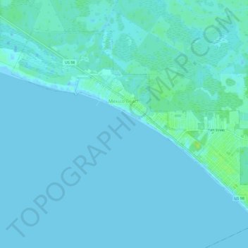Mapa topográfico Mexico Beach, altitude, relevo