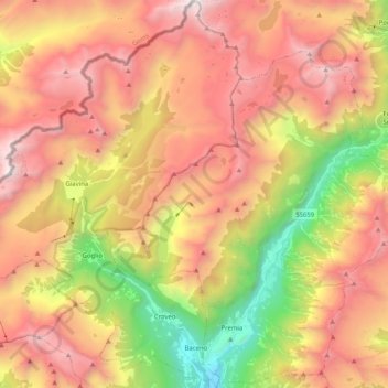 Mapa topográfico Baceno, altitude, relevo