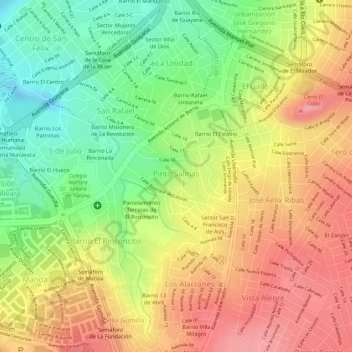 Mapa topográfico Pinto Salinas, altitude, relevo