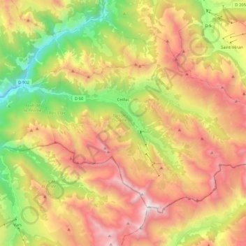 Mapa topográfico Ceillac, altitude, relevo