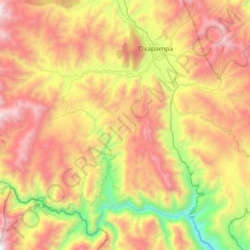 Mapa topográfico Chontabamba, altitude, relevo
