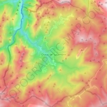 Mapa topográfico Oseja de Sajambre, altitude, relevo