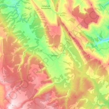 Mapa topográfico Fortanete, altitude, relevo