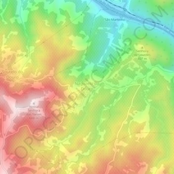 Mapa topográfico Nagozelo do Douro, altitude, relevo