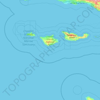 Mapa topográfico Channel Islands National Park, altitude, relevo