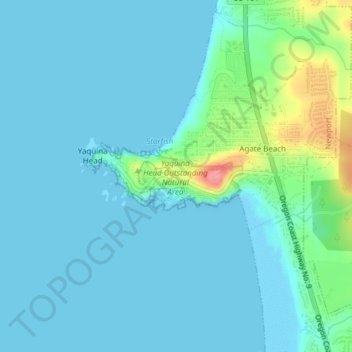 Mapa topográfico Yaquina Head Outstanding Natural Area, altitude, relevo