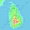 Mapa topográfico Seri-Lanca, altitude, relevo