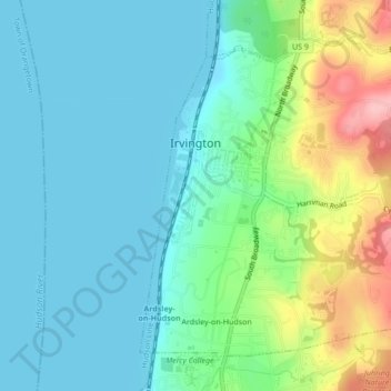 Mapa topográfico Village of Irvington, altitude, relevo