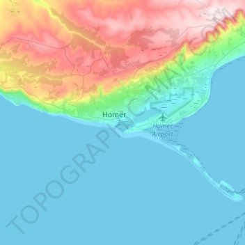 Mapa topográfico Homer, altitude, relevo