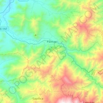 Mapa topográfico Paimas, altitude, relevo