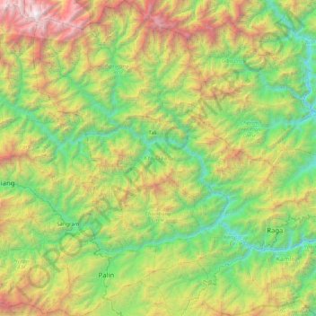 Mapa topográfico Kra Daadi, altitude, relevo