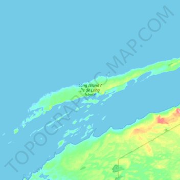 Mapa topográfico Long Island, altitude, relevo